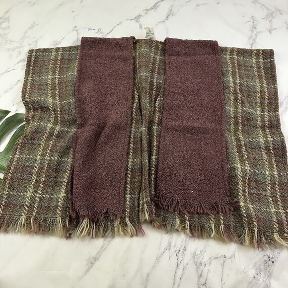 Boyne Valley Weavers Poncho Sweater Shawl One Size Green Purple Plaid Layered - Picture 2 of 14